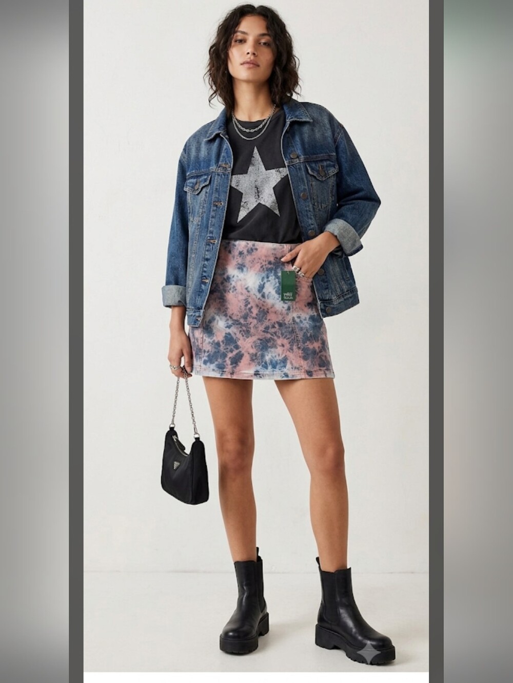 NWT Wild Fable Tie Dye Stretch Denim Mini Skirt 10 90s Y2K Grunge Festival